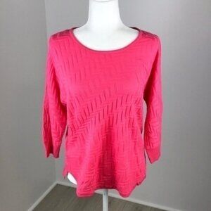 Dana Buchman Pink Quarter Sleeve Top Size L